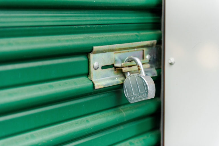 A lock on a self storage unit